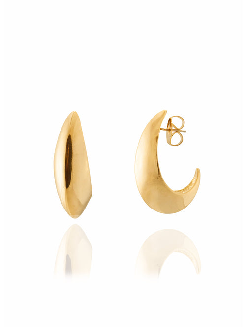 MOUNSER Crescent Hoops in Gold essential sculptural hoop earring