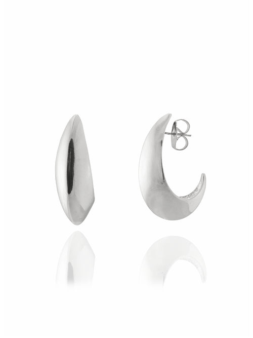 MOUNSER Crescent Hoops in Silver essential sculptural hoop earring
