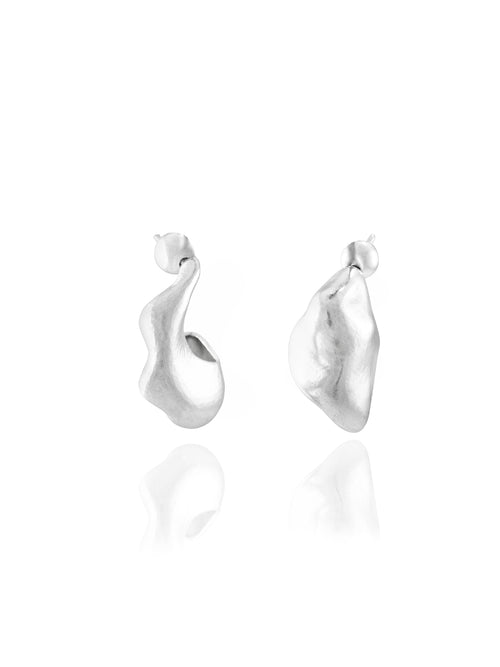 MOUNSER Cumulus Mis-Matched Earrings in Sterling Silver Sterling sculptural free form asymmetric earring pair