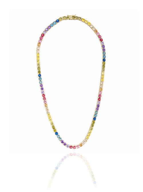 MOUNSER Laguna Necklace in Gold Multi colorful designer tennis necklace