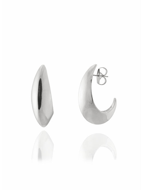luxury sculptural silver hoop earring
