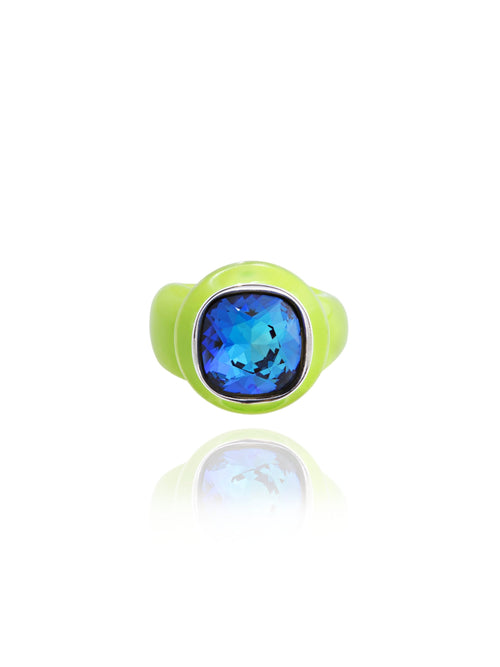 MOUNSER Ring Pop in Seagrass colorful crystal statement ring